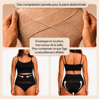 Culotte gainante ménopause à bande croisée 360°