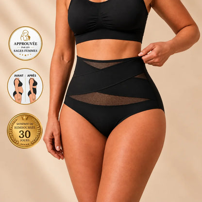Culotte gainante post-partum à bande croisée 360°