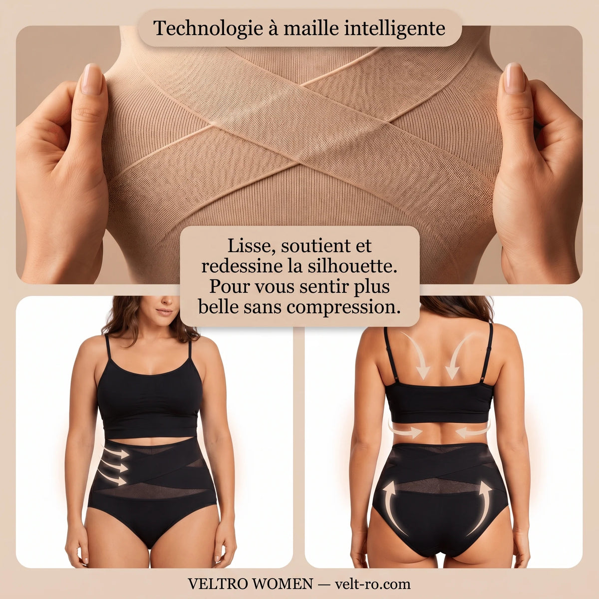 Culotte gainante sans couture à taille haute et effet ventre plat