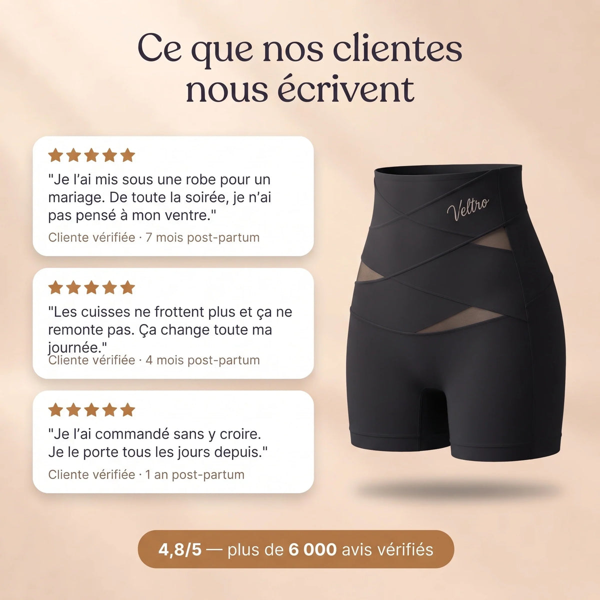 Short gainant à bande croisée 360°